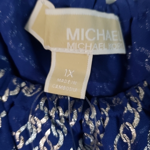Michael Michael Kors Metallic Chain Link Print Off the Shoulder Top Size 1X - Picture 8 of 11